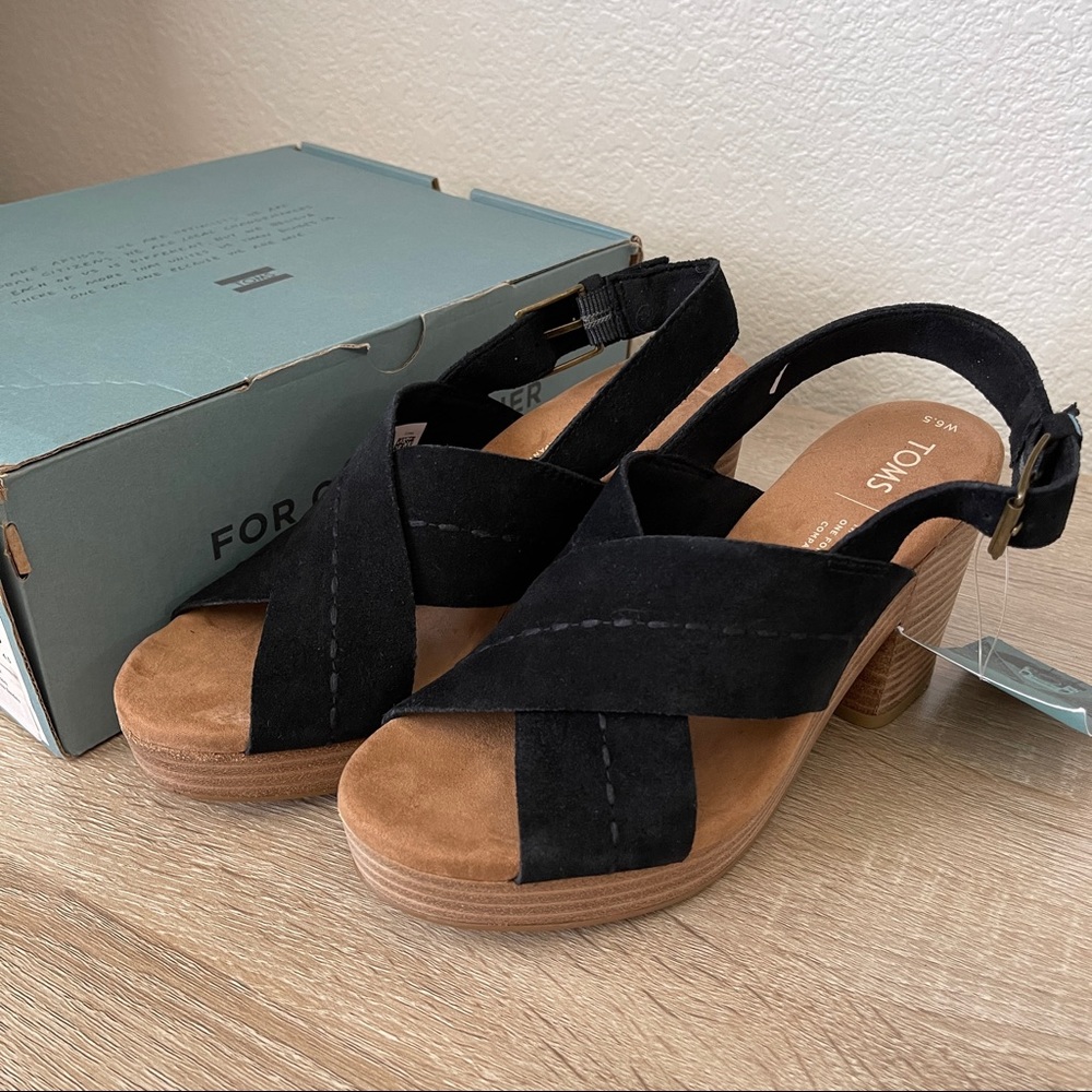 Toms Ibiza Wedge - Black Suede